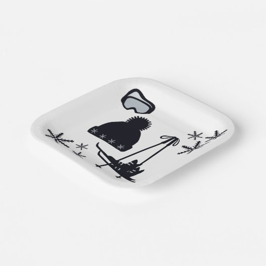 Sneeuw design van verschillende items papieren bordje (Gebogen)