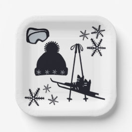 Sneeuw design van verschillende items papieren bordje