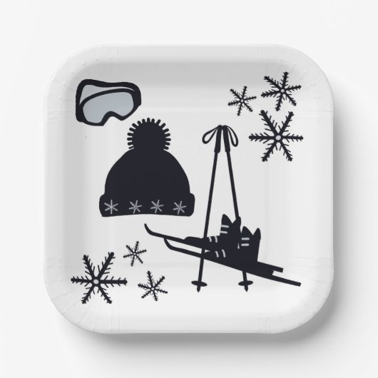 Sneeuw design van verschillende items papieren bordje (Voorkant)