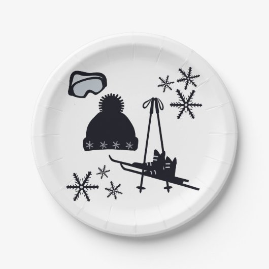 Sneeuw design van verschillende items papieren bordje (Voorkant)