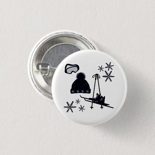 Sneeuw design van verschillende items ronde button 3,2 cm (Voorkant /achterkant)