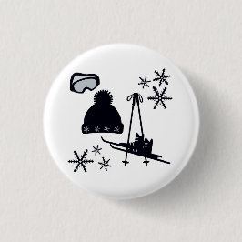 Sneeuw design van verschillende items ronde button 3,2 cm