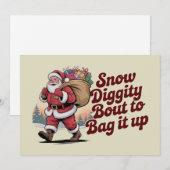 Sneeuw Diggity gaat het inpakken 90s Retro Kerstmi Feestdagenkaart (Voorkant / Achterkant)