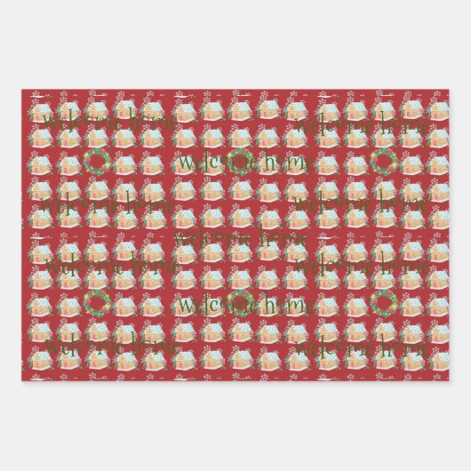 Sneeuw drift en peperkoek huis inpakpapier vel (Voorkant 2)