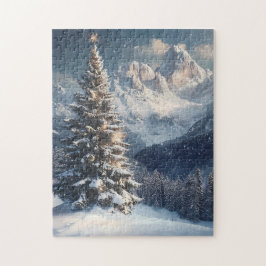 Sneeuw-Dusted Pine op een Winter Mountainside Legpuzzel