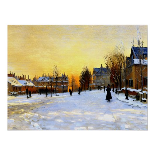 Sneeuw Effect - De straat in Argenteuil op een win Perfect Poster (Voorkant)
