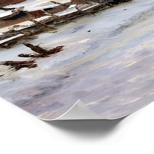 Sneeuw effect met ondergaande zon poster (Hoek)