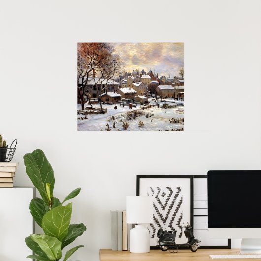 Sneeuw effect met ondergaande zon poster (Thuiskantoor)