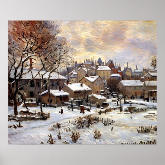 Sneeuw effect met ondergaande zon poster (Voorkant)