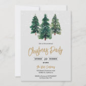 Sneeuw elegante kerstbomen bedrijfsvakantie kaart (Voorkant)