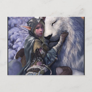 Sneeuw+Elf+Girl+met+Lion Briefkaart