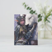 Sneeuw+Elf+Girl+met+Lion Briefkaart (Staand voorkant)