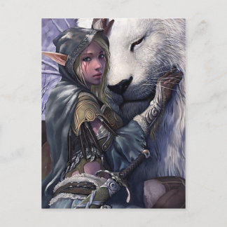 Sneeuw+Elf+Girl+met+Lion Briefkaart