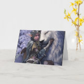 Sneeuw+Elf+Meisje+met+Leeuw Kaart (Gele Bloem)