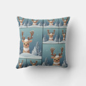 Sneeuw Elk Schattige Kawaii Bruin Patroon Kussen (Achterkant)