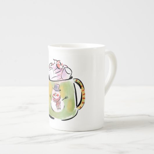 Sneeuw en cacaopoeder  porselein kop (Voorkant rechts)