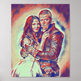 Sneeuw en charmante art deco print