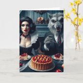 Sneeuw en de Big Bad Wolf Dark Fantasy Verjaardag Kaart (Gele Bloem)