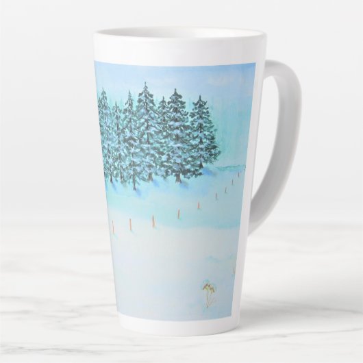 Sneeuw en Evergreens Latte Mok (Rechterhoek)