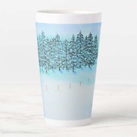 Sneeuw en Evergreens Latte Mok (Voorkant)