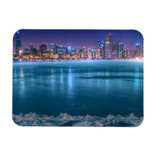 Sneeuw en ijs op het Michigameer in het Arctisch g Magneet