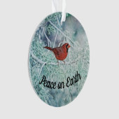 Sneeuw en Kardinaal Vogelvrede op het Ornament (voorkant)