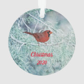 Sneeuw en Kardinaal Vogelvrede op het Ornament (achterkant)