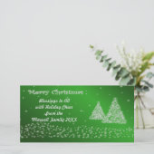 Sneeuw en Kerstbomen Groene Fotokaart Feestdagenkaart (Staand voorkant)
