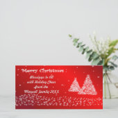 Sneeuw- en kerstbomen rode fotokaart feestdagenkaart (Staand voorkant)