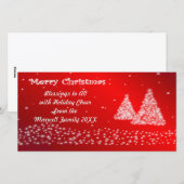 Sneeuw en Kerstbomen Rood Fotokaart Feestdagenkaart (Voorkant / Achterkant)