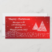 Sneeuw en Kerstbomen Rood Fotokaart Feestdagenkaart (Voorkant)