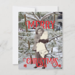 Sneeuw en Poinsettia Foto's Prettig Kerstfeest  Kaart