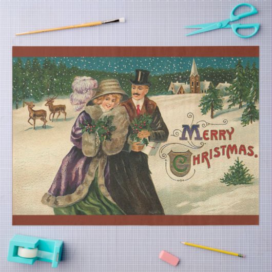  sneeuw en rendierKerstmis Tissuepapier (Craft)