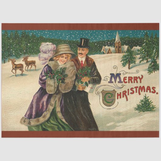 sneeuw en rendierKerstmis Tissuepapier (Voorkant)