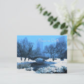 Sneeuw en vakantie verlichting in Central Park Pea Feestdagenkaart (Staand voorkant)