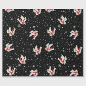 Sneeuw en vogel kerstpatronen cadeaupapier (Vlak)