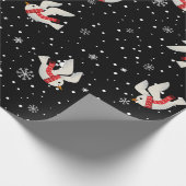 Sneeuw en vogel kerstpatronen cadeaupapier (Hoek)