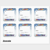 Sneeuw en vrolijk kerstcadeau-label vierkante sticker (Vel)