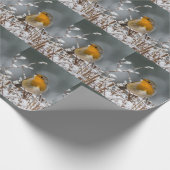 Sneeuw en Winter Robin Tree Branch White Kerstmis Cadeaupapier (Hoek)