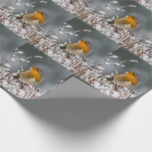 Sneeuw en Winter Robin Tree Branch White Kerstmis Cadeaupapier (Hoek)