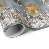 Sneeuw en Winter Robin Tree Branch White Kerstmis Cadeaupapier (Rol Hoek)
