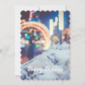 Sneeuw- en winterlichten feestdagenkaart (Voorkant)