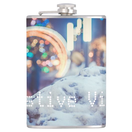 Sneeuw- en winterlichten heupfles (Voorkant)
