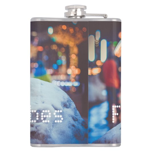 Sneeuw- en winterlichten heupfles (Achterkant)