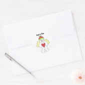 Sneeuw engel in functie ronde sticker (Envelop)