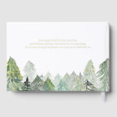 Sneeuw Evergreen Forest Script Winter Wedding Gastenboek (Achterkant)