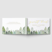 Sneeuw Evergreen Forest Script Winter Wedding Gastenboek (Volledig)