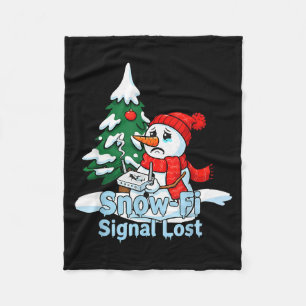 Sneeuw-fi Signaal Verloren Grappige Sneeuwman Kers Fleece Deken
