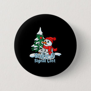 Sneeuw-fi Signaal Verloren Grappige Sneeuwman Kers Ronde Button 5,7 Cm