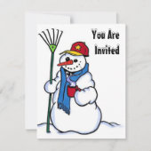 SNEEUW FUN WINTER BIRTHDAY PARTY INVITATION SNOWMA KAART (Voorkant)